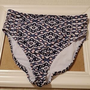 Jessica Simpson navy white pink print swimsuit bottoms size Large